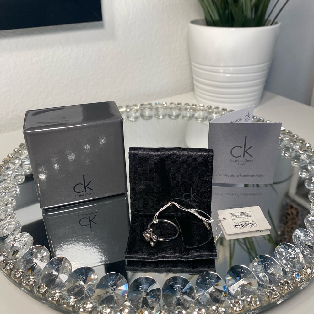 NIB Calvin Klein Fidget Spinner Silver Tone Ring - Picture 8 of 8